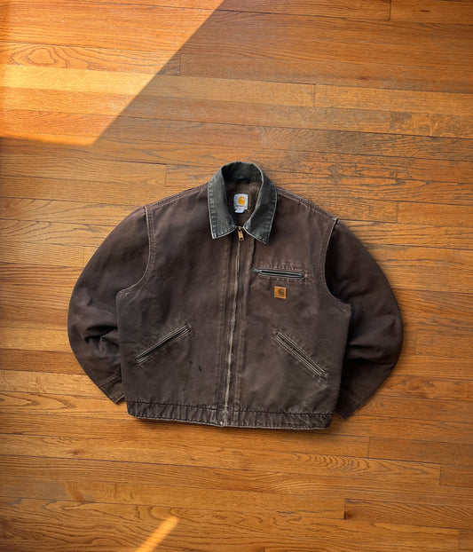 Faded Dark Brown Carhartt Detroit Jacket - Boxy M-L