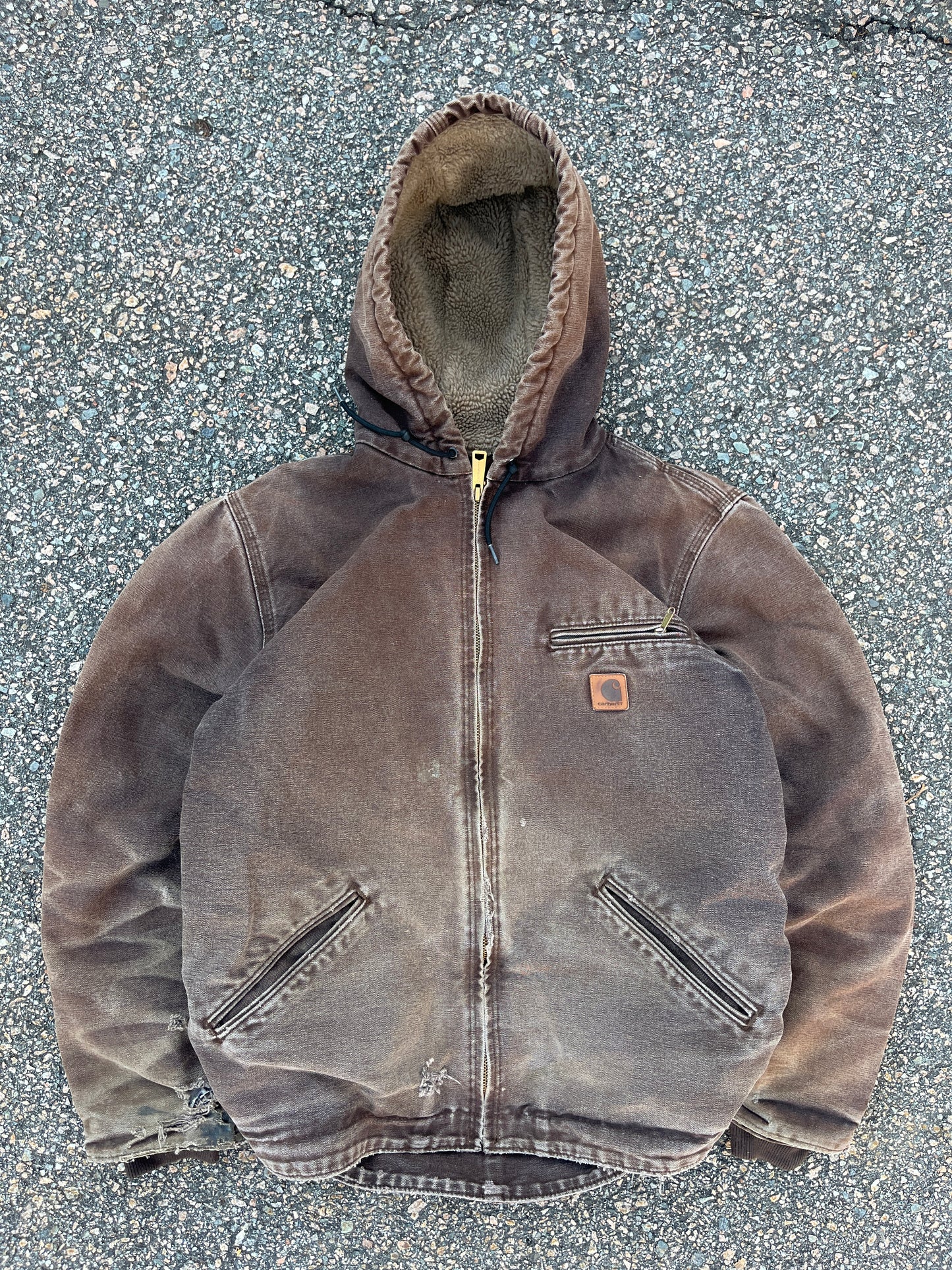 Faded Brown Carhartt Sherpa Lined Jacket - Medium