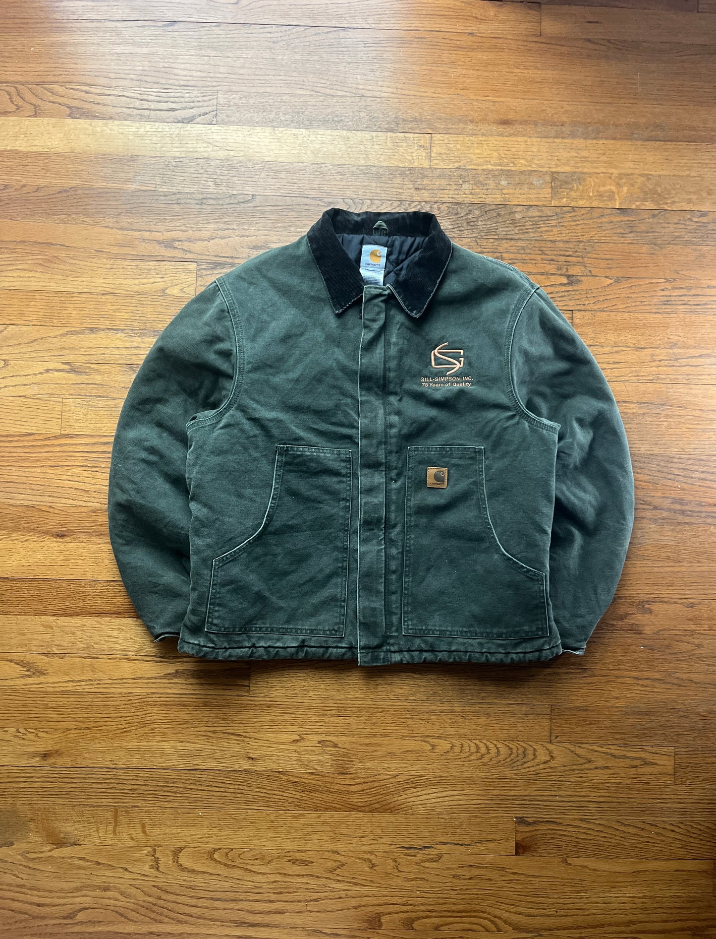 褪色橄榄绿色 Carhartt 北极夹克 - 宽大的中号