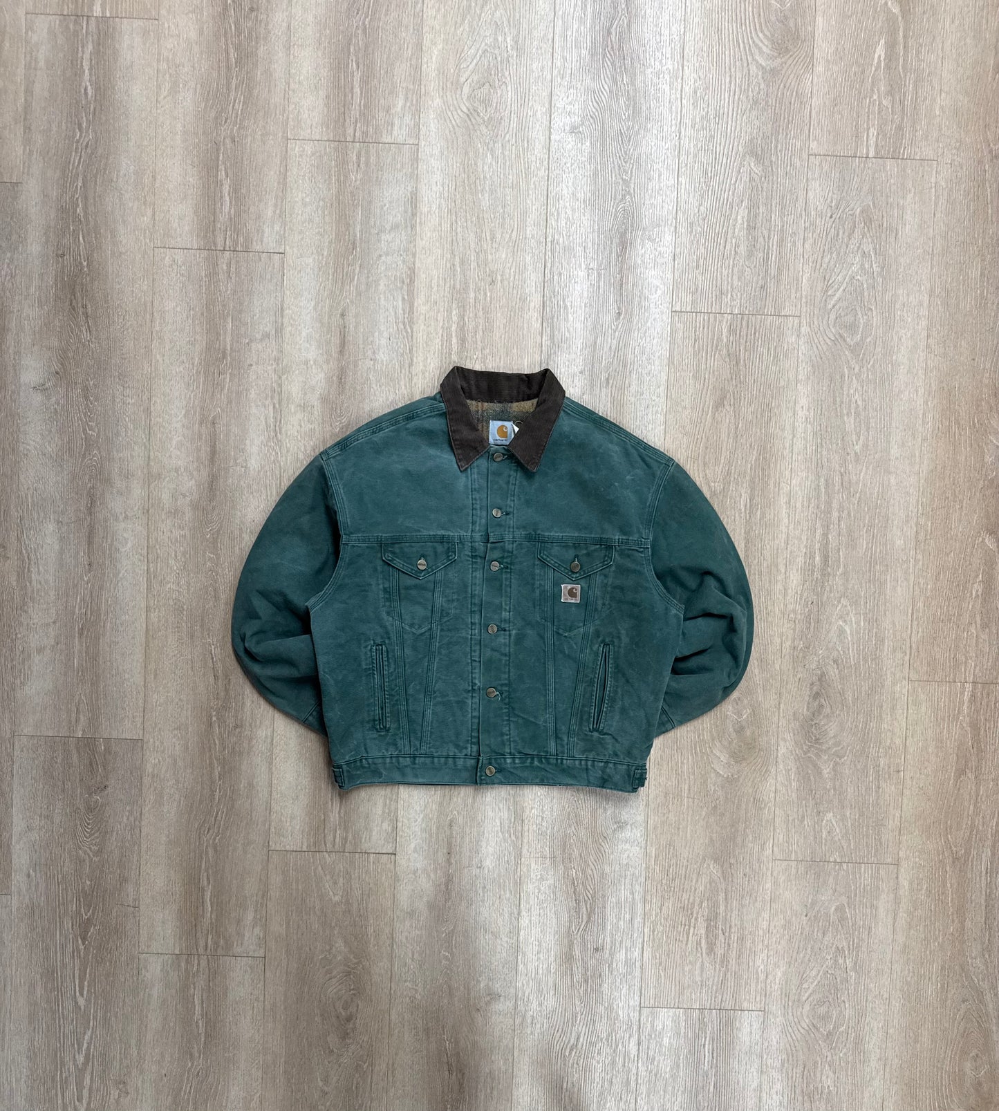 Faded Aspen Green Carhartt Trucker Jacket - Large