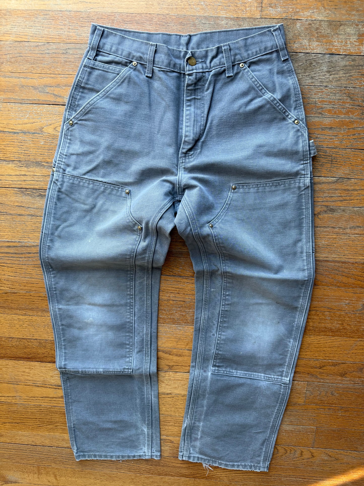 Faded Grey Carhartt Double Knee Pants - 29 x 28