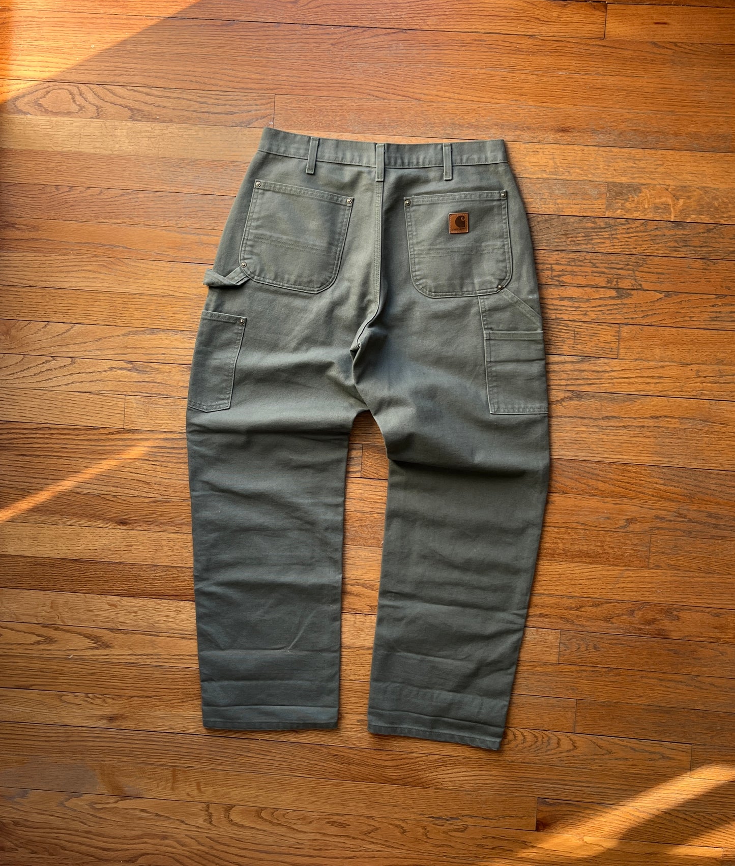 Faded Olive Green Carhartt Double Knee Pants - 31 x 29.5