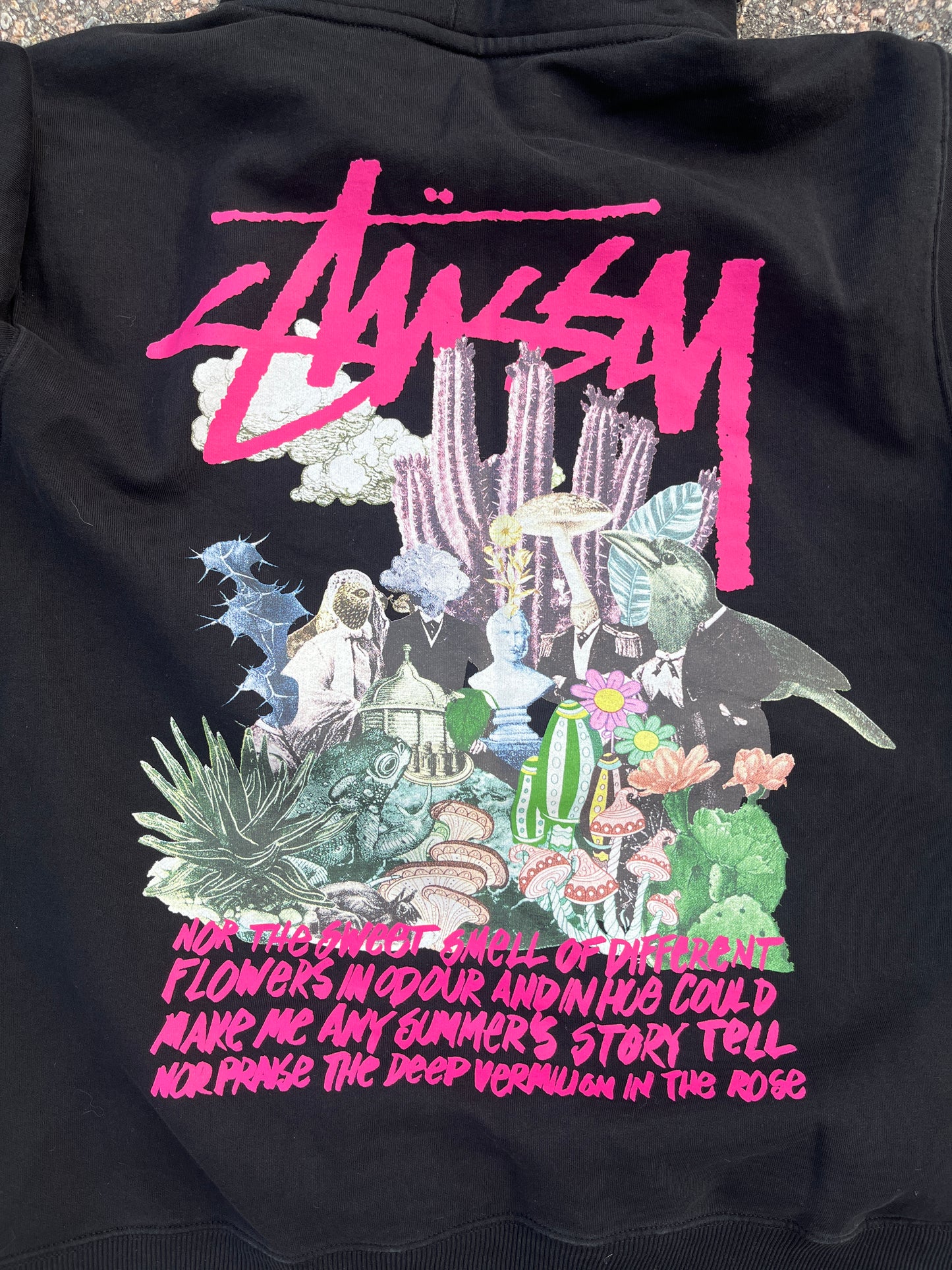 罕见黑色 Stussy 迷幻连帽衫 - XL