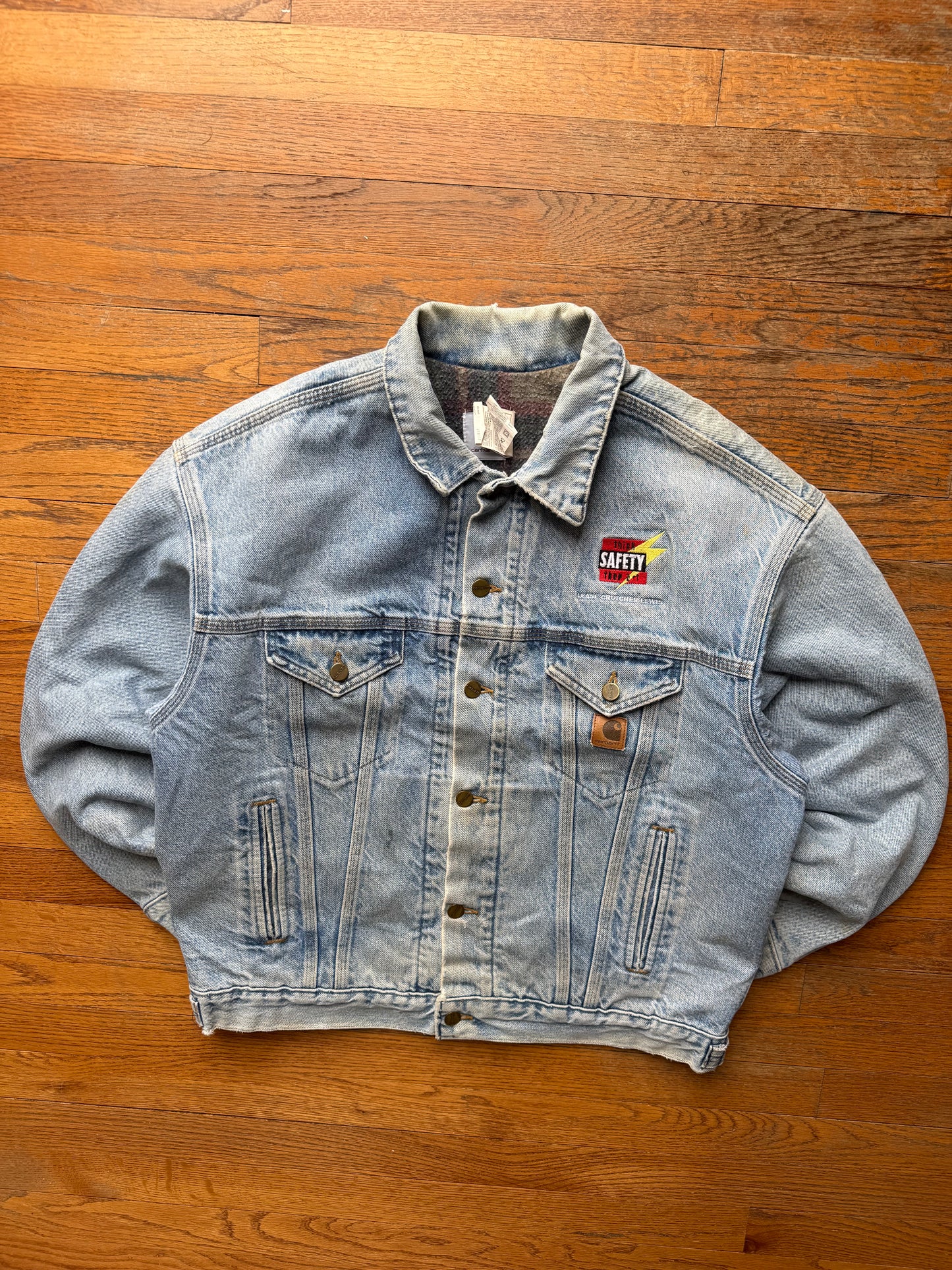 Faded Denim Carhartt Trucker Jacket Rare Liner - Large