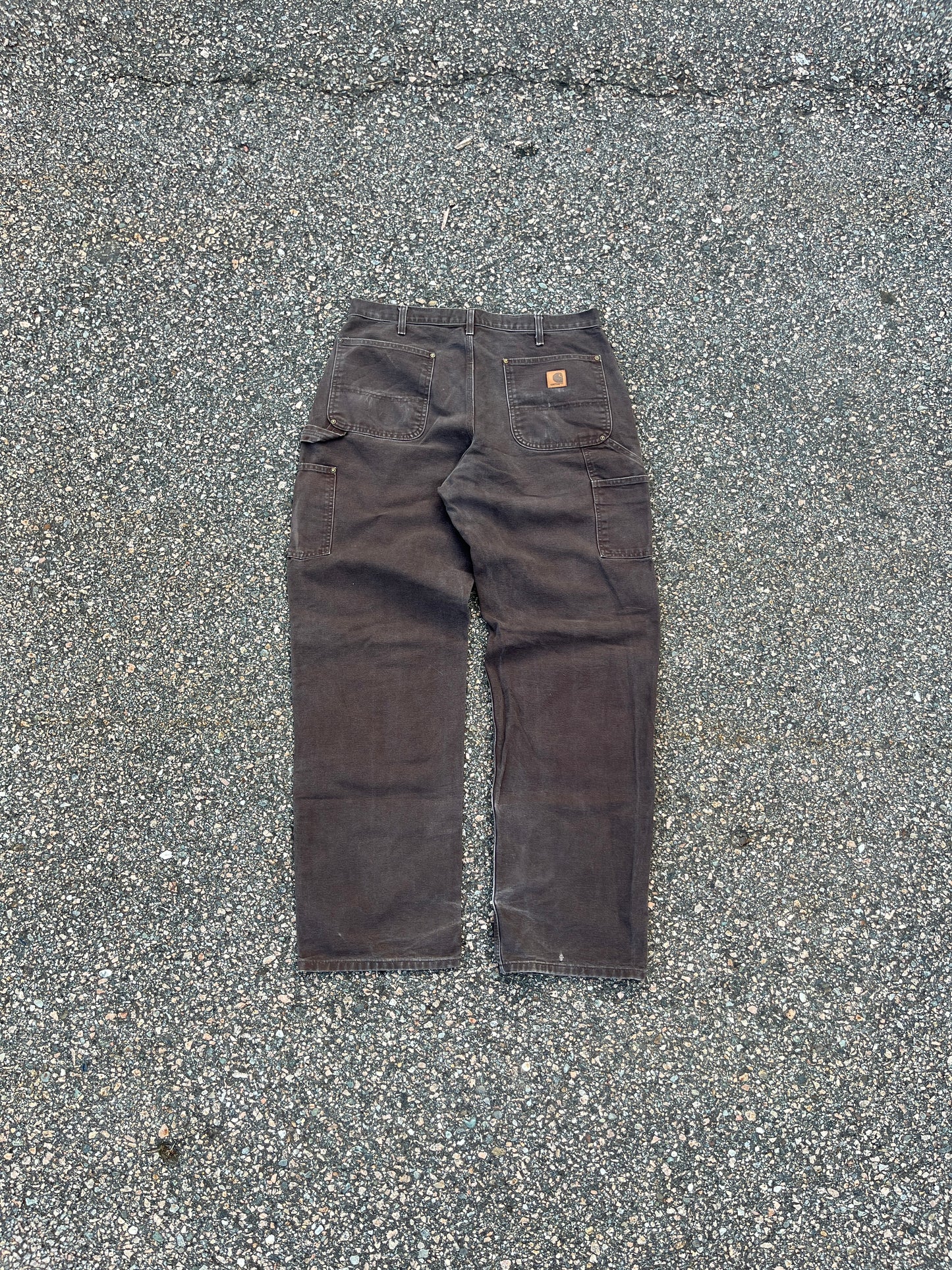 Faded Brown Carhartt Double Knee Pants - 34 x 32.5