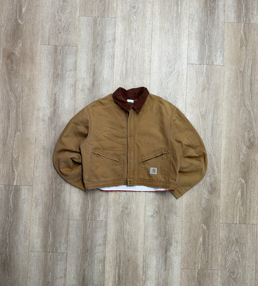 Cropped Faded Brown Carhartt Jacket - Large