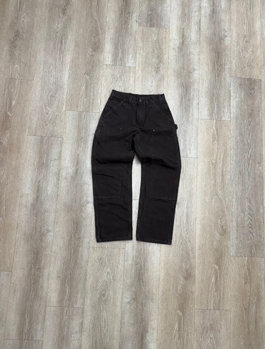 Faded Dark Brown Carhartt Double Knee Pants - 28 x 29.5