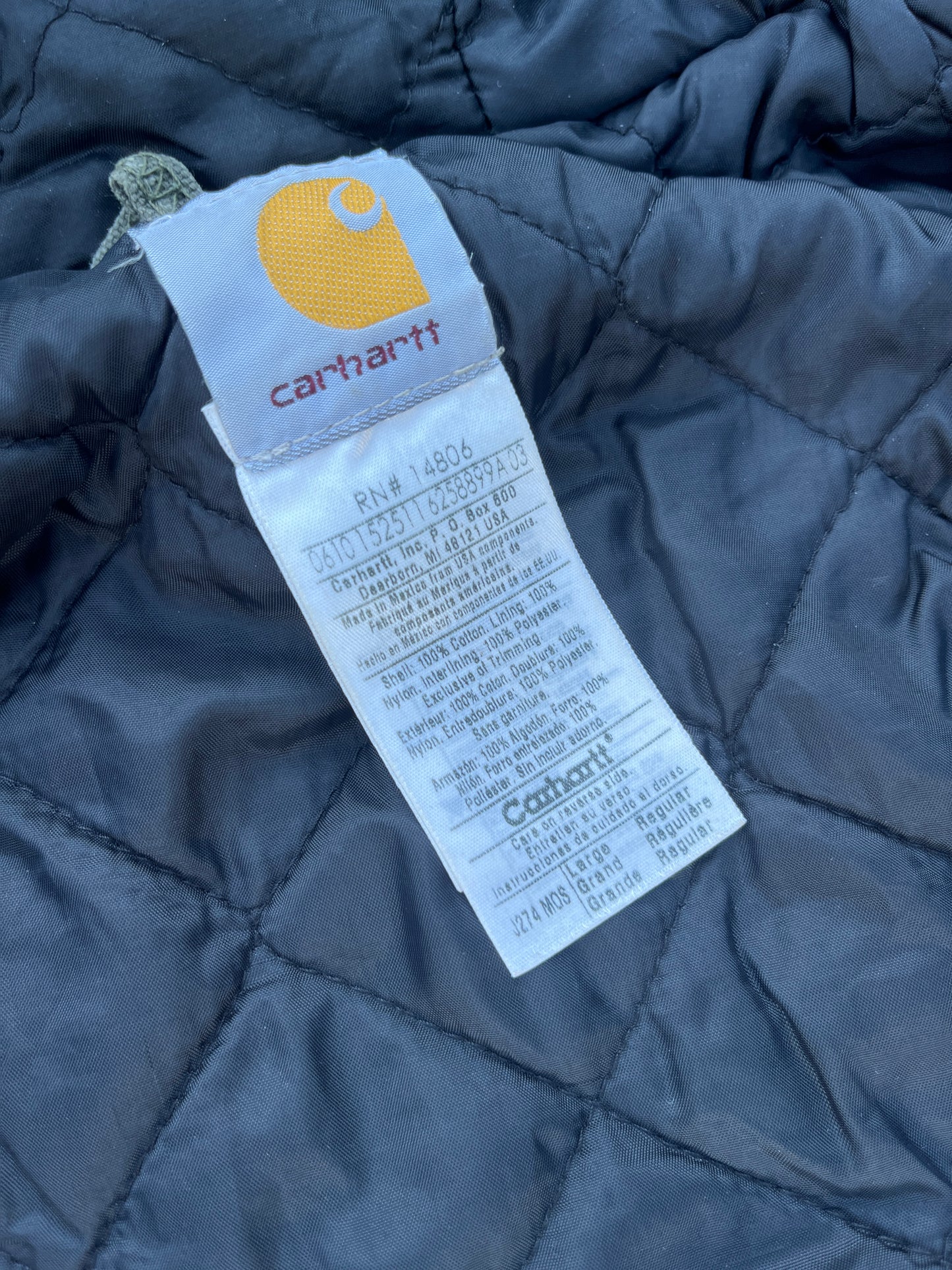 褪色橄榄绿色 Carhartt 运动夹克 - 大号