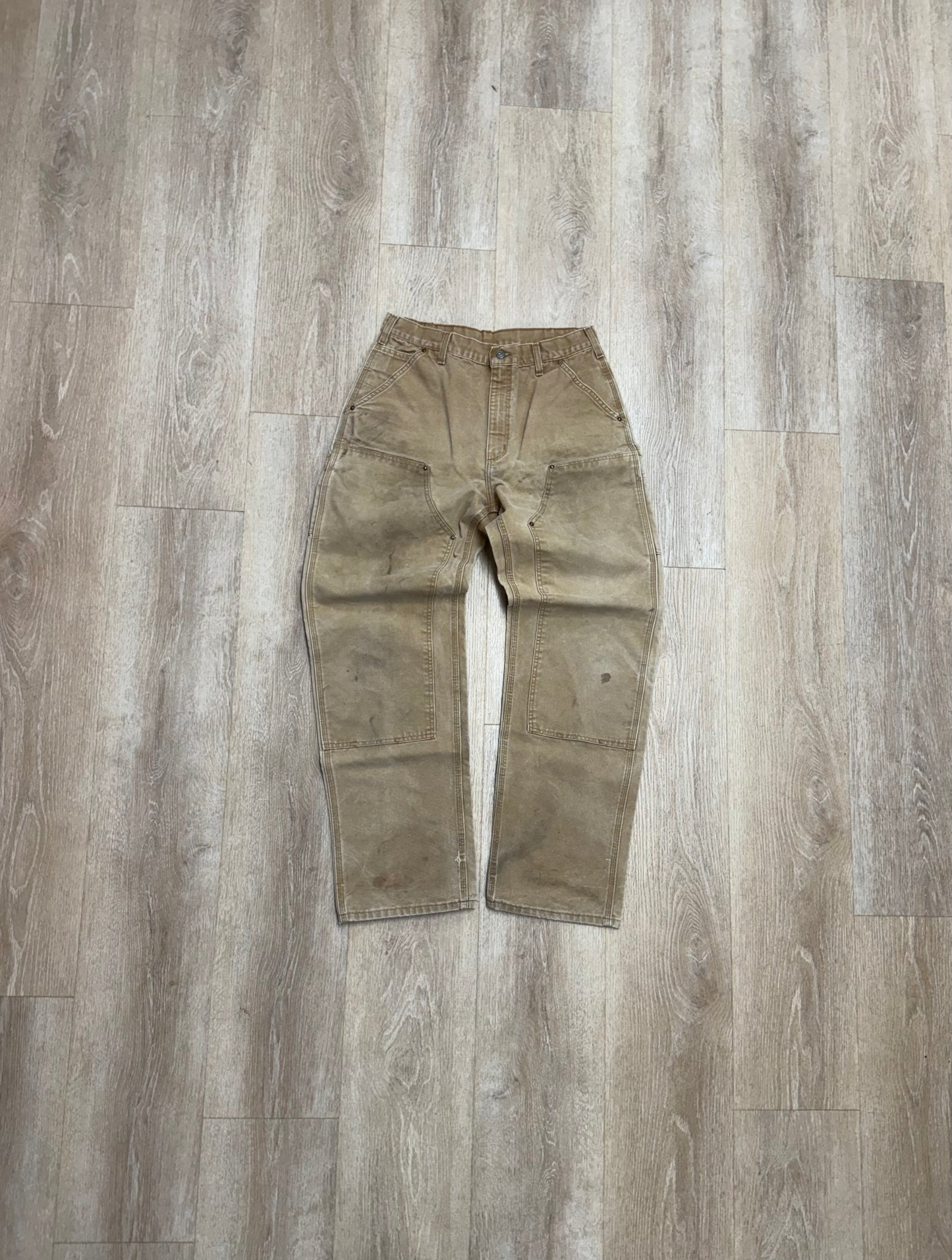 Faded Brown Carhartt Double Knee Pants - 32 x 33