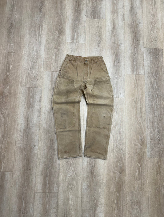 Faded Brown Carhartt Double Knee Pants - 32 x 33