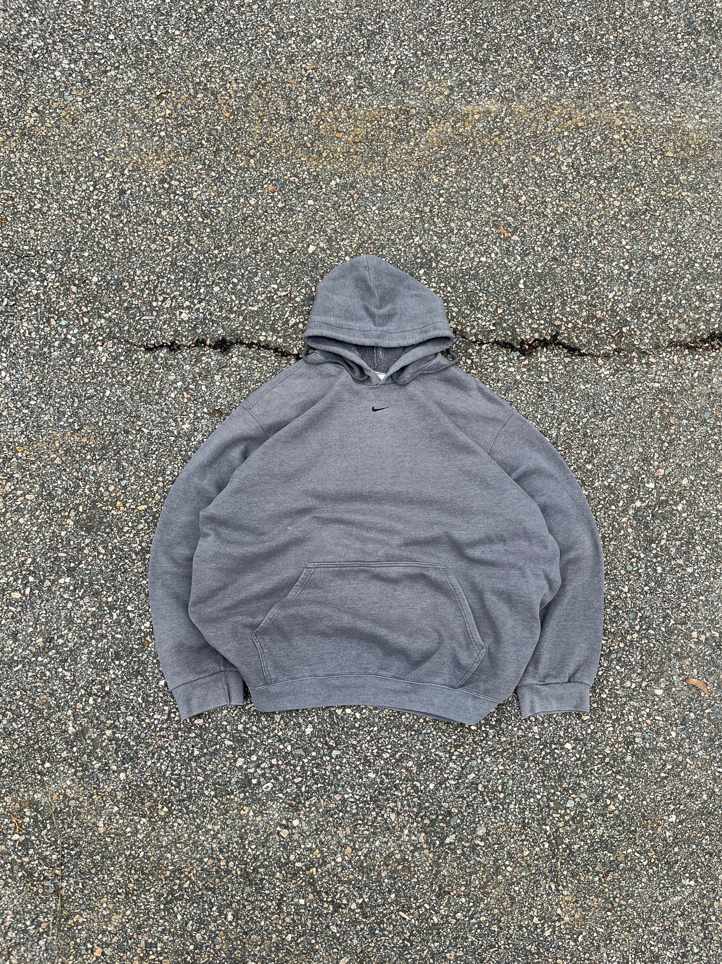 00’s Nike Charcoal Center Swoosh Hoodie - XXL