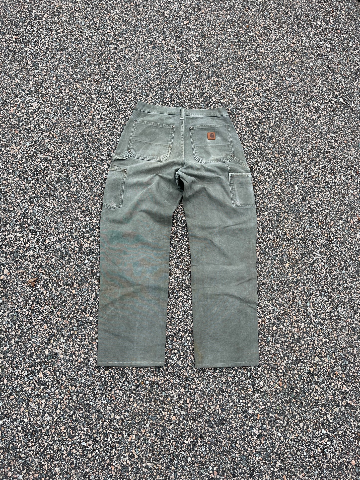 Faded Olive Green Carhartt Double Knee Pants - 29 x 30