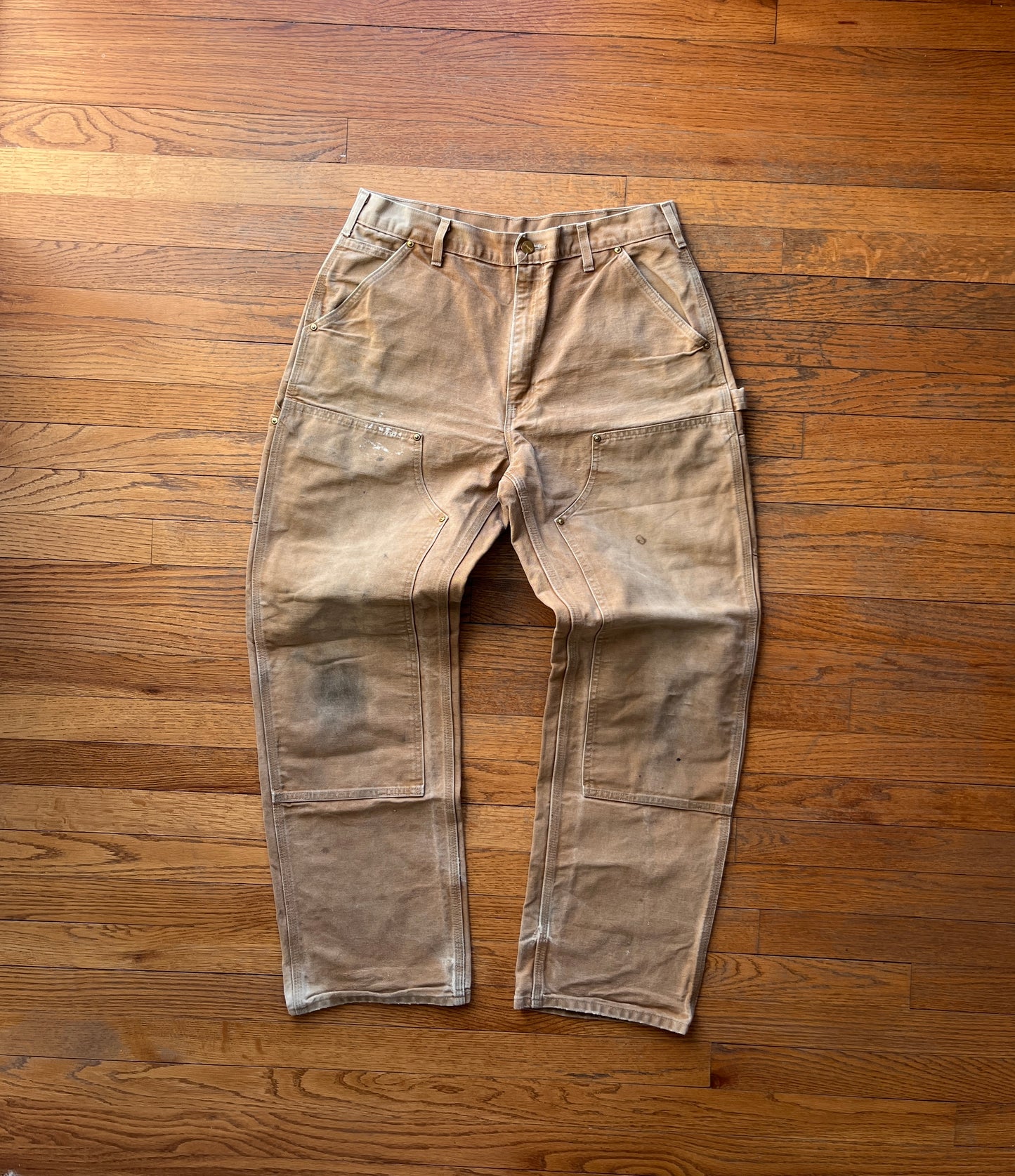 Faded Brown Carhartt Double Knee Pants - 31 x 30.5