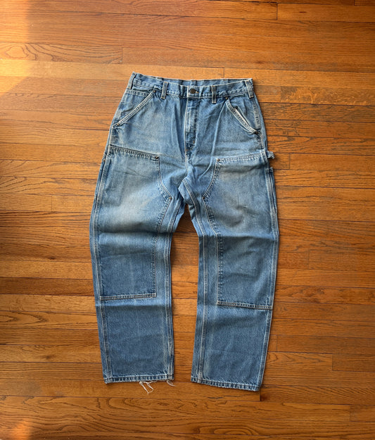 Faded Denim Carhartt Double Knee Pants - 33 x 31