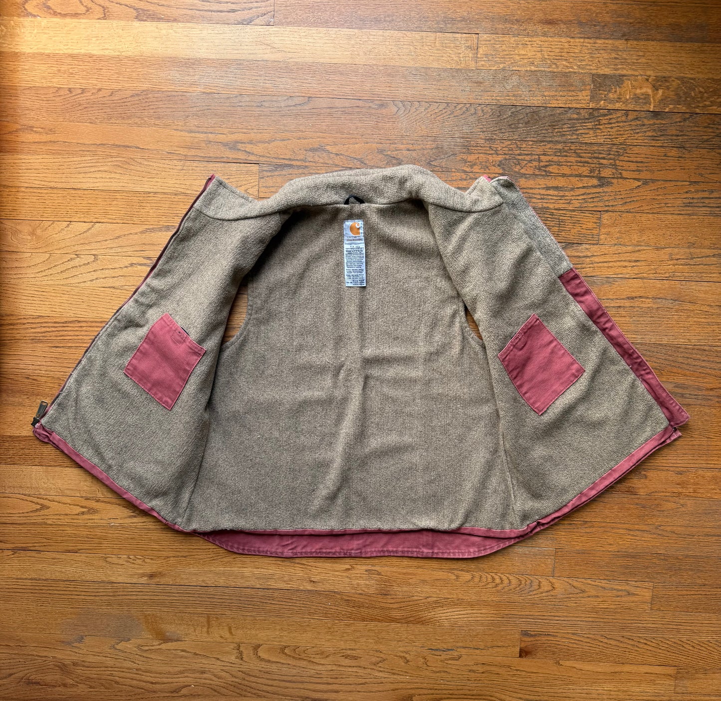 Faded Vintage Rose Carhartt Sherpa Lined Vest - Medium