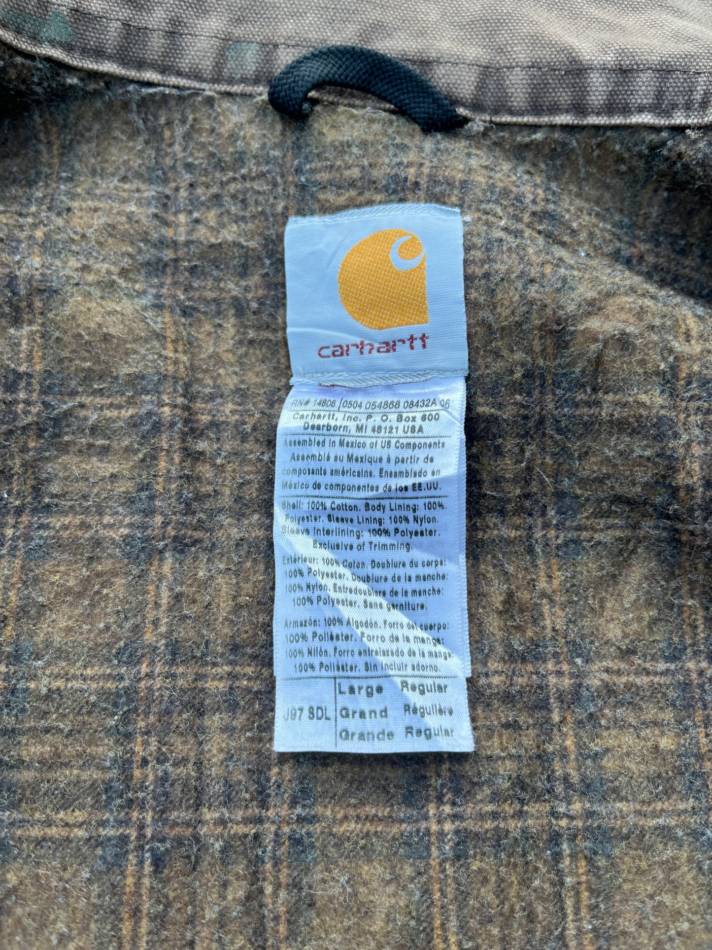 褪色马鞍棕色 Carhartt 底特律夹克 - 宽松中号