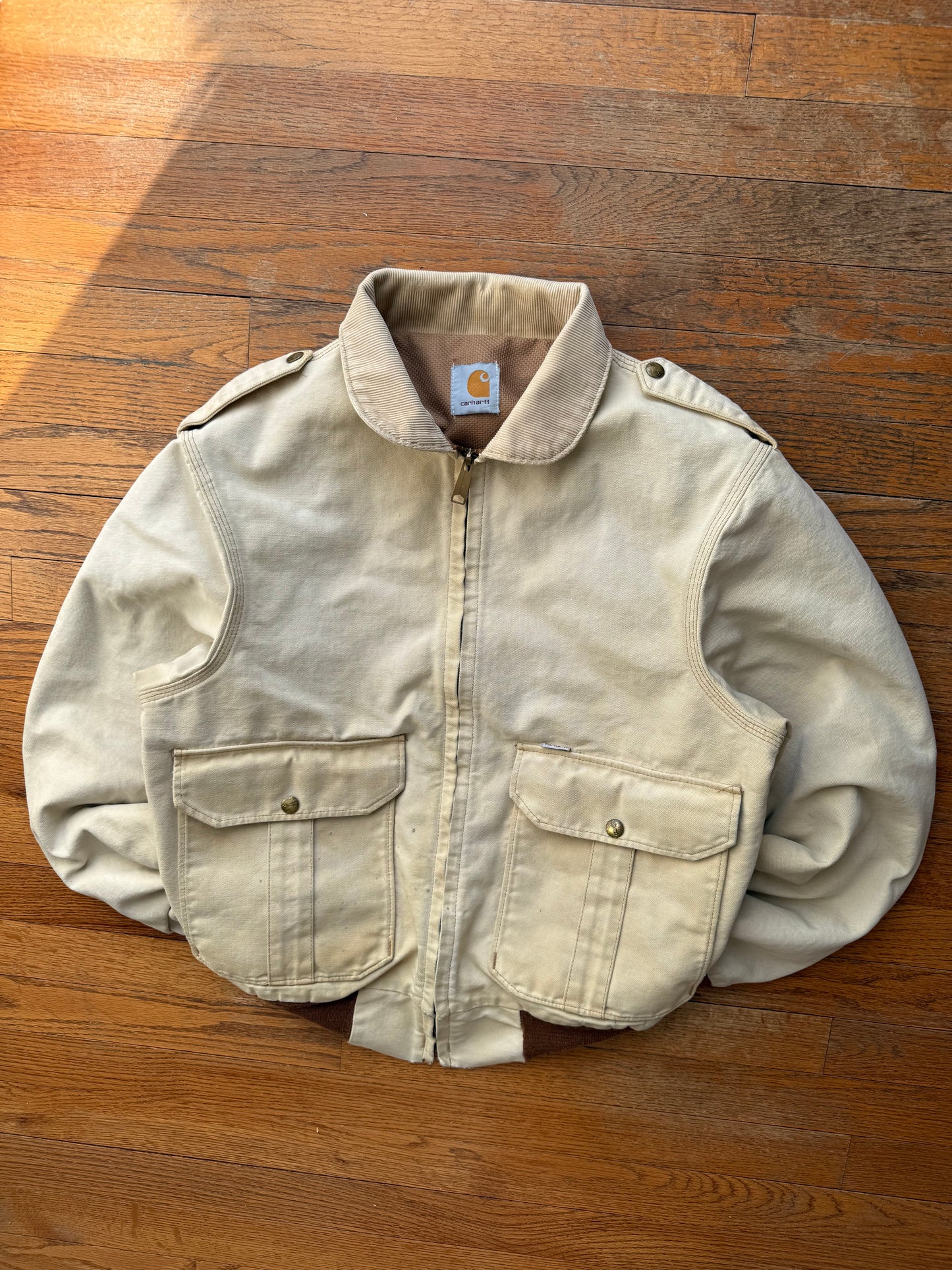 Faded Brown Carhartt A-2 Bomber Jacket - Small