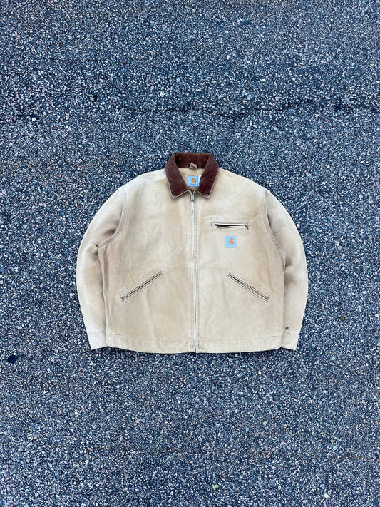 轻质无衬里褪色棕色 Carhartt Detroit 夹克 - 宽松大码