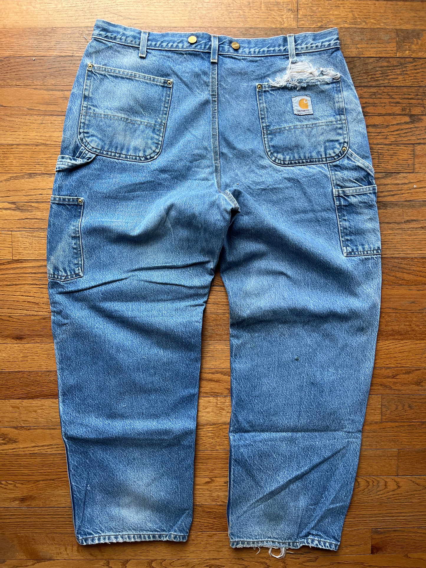 Faded Denim Carhartt Double Knee Pants - 37 x 30