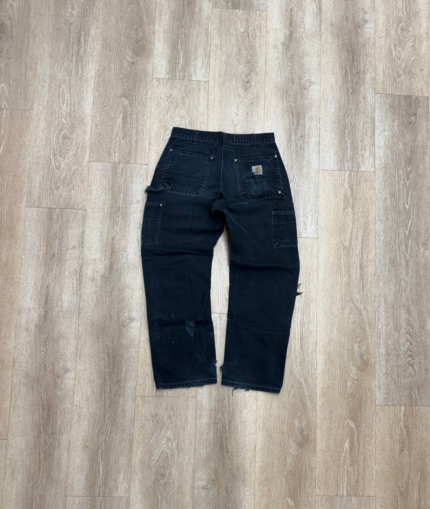 Faded Black Carhartt Double Knee Pants - 31 x 28