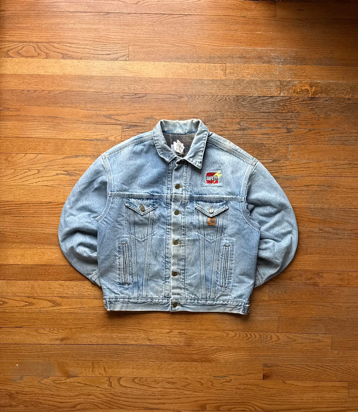 Faded Denim Carhartt Trucker Jacket Rare Liner - Large