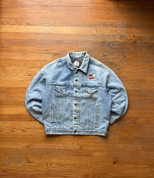 Faded Denim Carhartt Trucker Jacket Rare Liner - Large