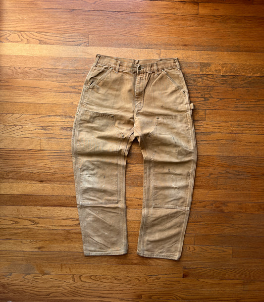 Faded Brown Carhartt Double Knee Pants - 31 x 29.5