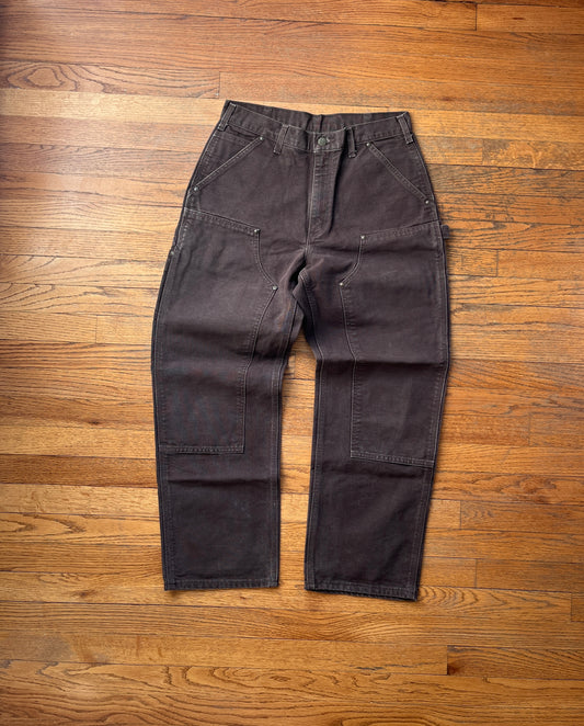 Faded Dark Brown Carhartt Double Knee Pants - 31 x 29