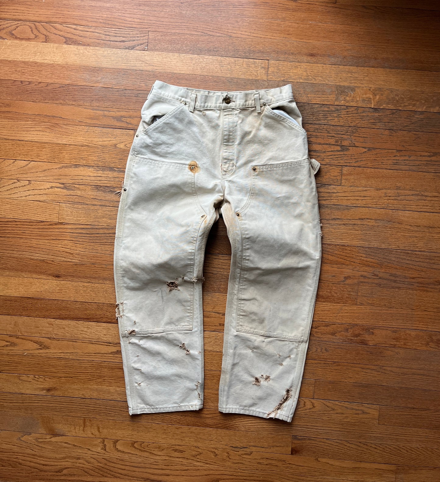 Faded Brown Carhartt Double Knee Pants - 32 x 28