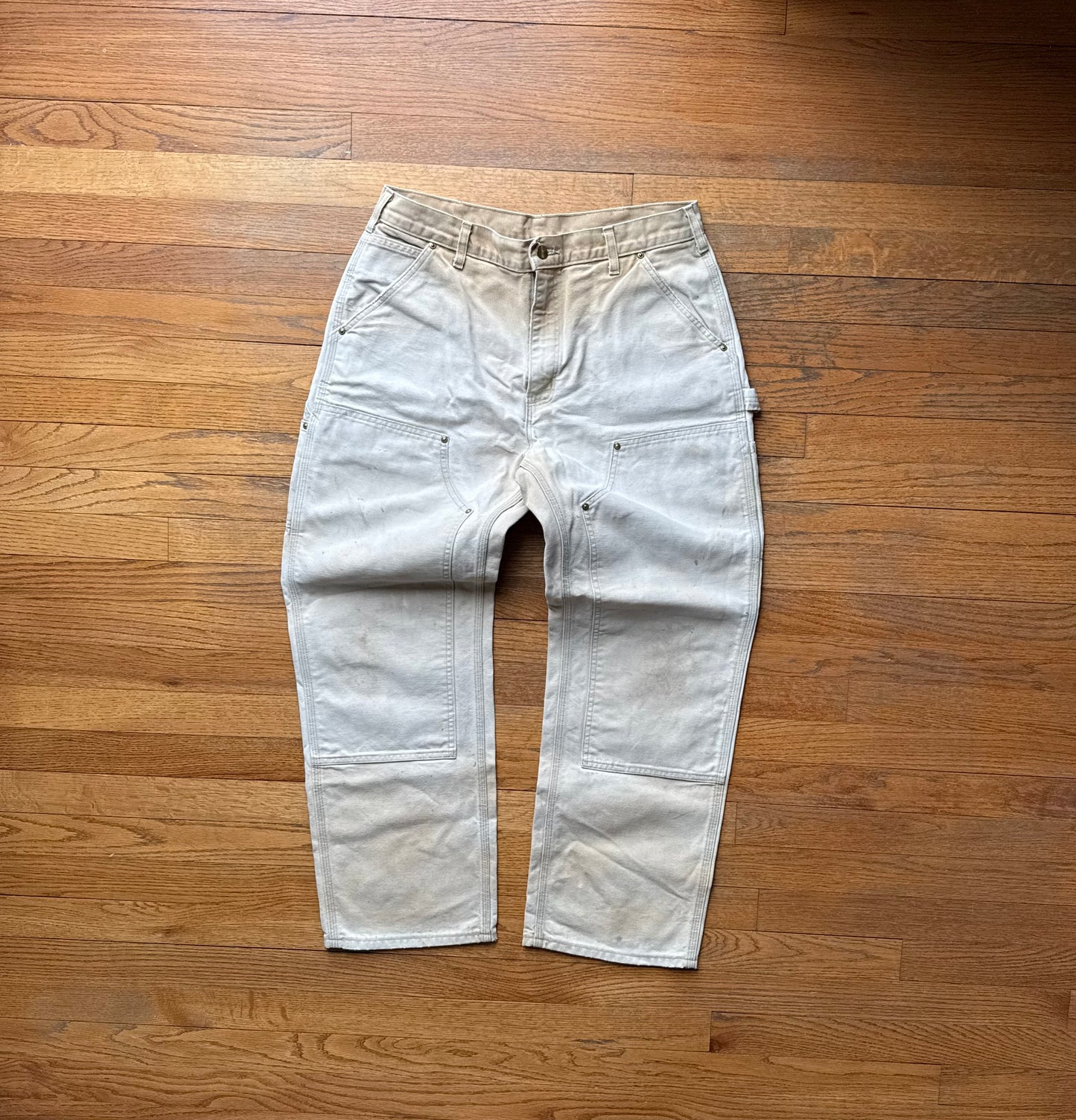 Faded Brown Carhartt Double Knee Pants - 32 x 28.5