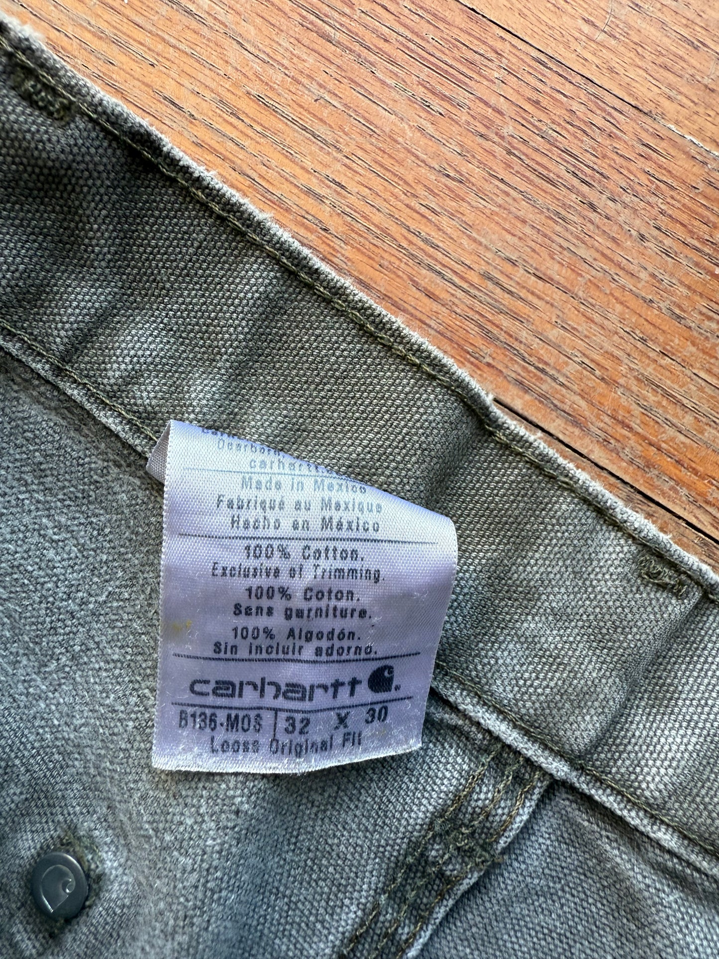 Faded Olive Green Carhartt Double Knee Pants - 31 x 28