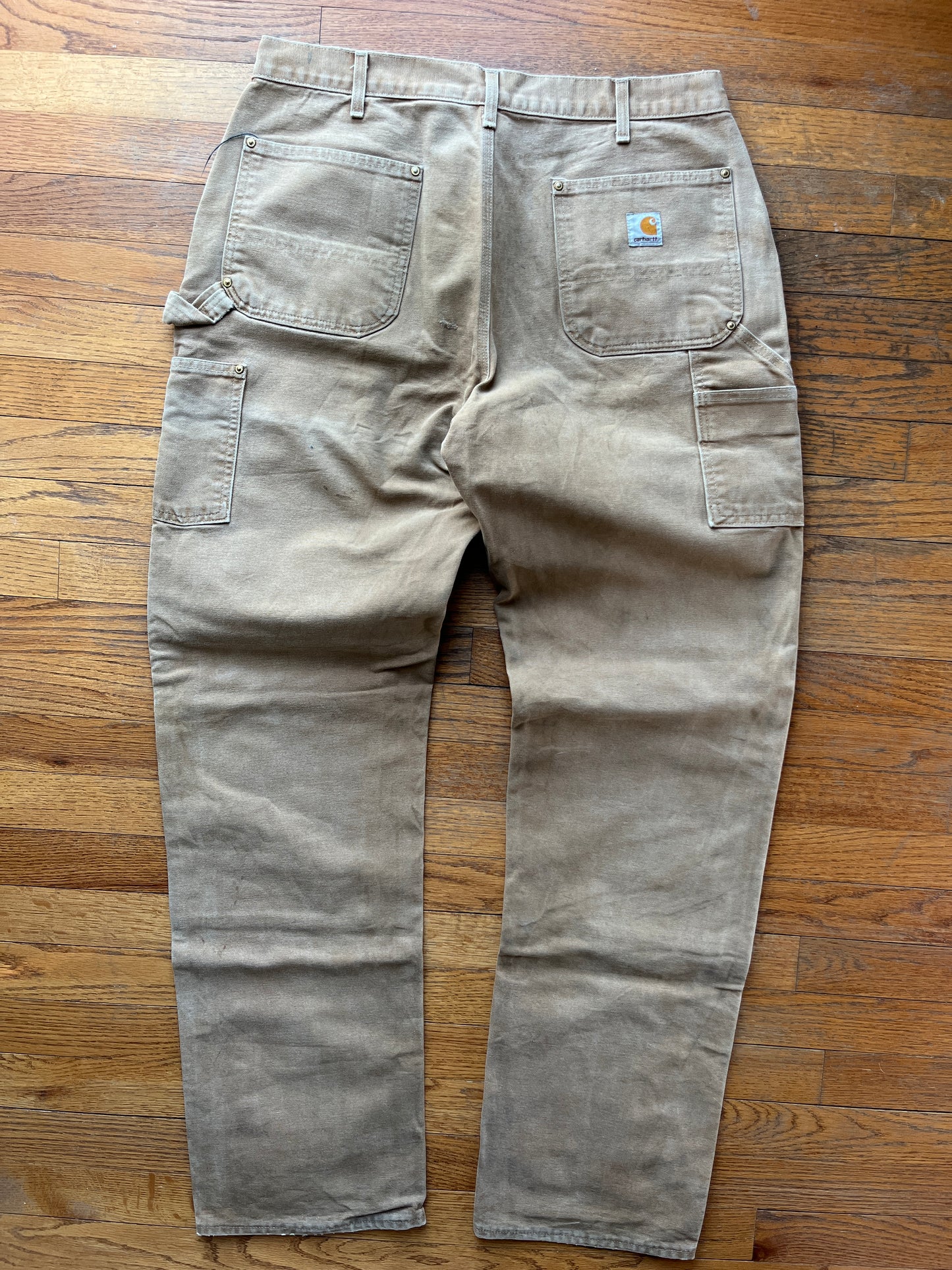 Faded Brown Carhartt Double Knee Pants - 34 x 34