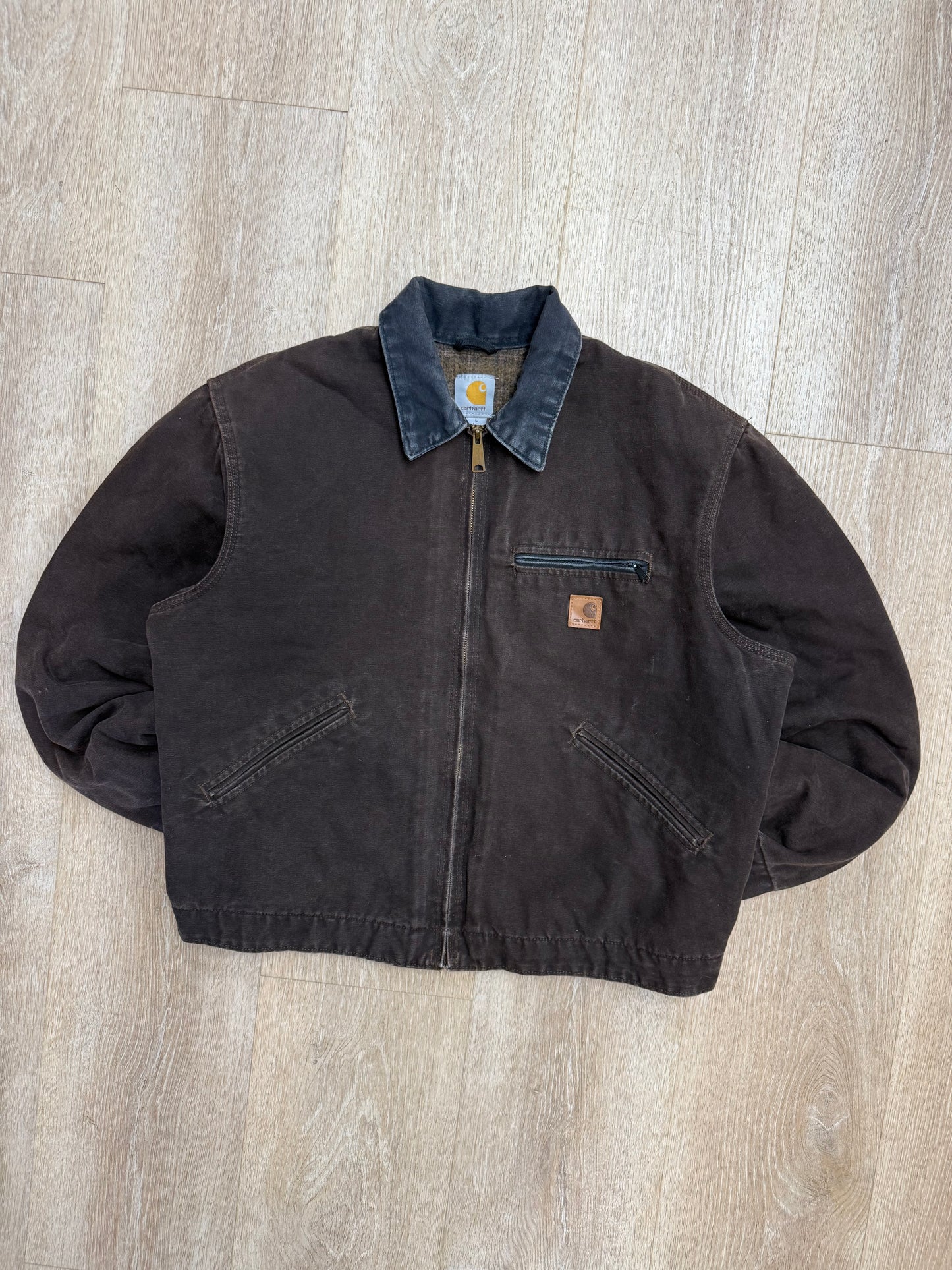 Faded Dark Brown Carhartt Detroit Jacket - Large