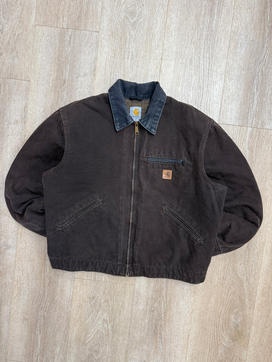 Faded Dark Brown Carhartt Detroit Jacket - Large