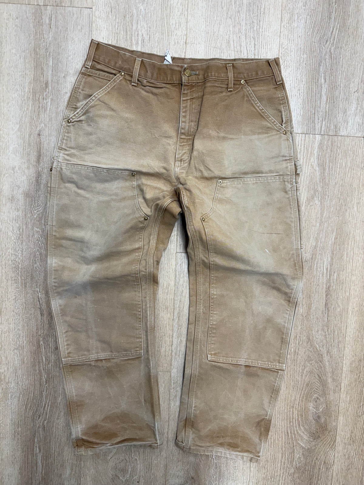 Faded Brown Carhartt Double Knee Pants - 34 x 29