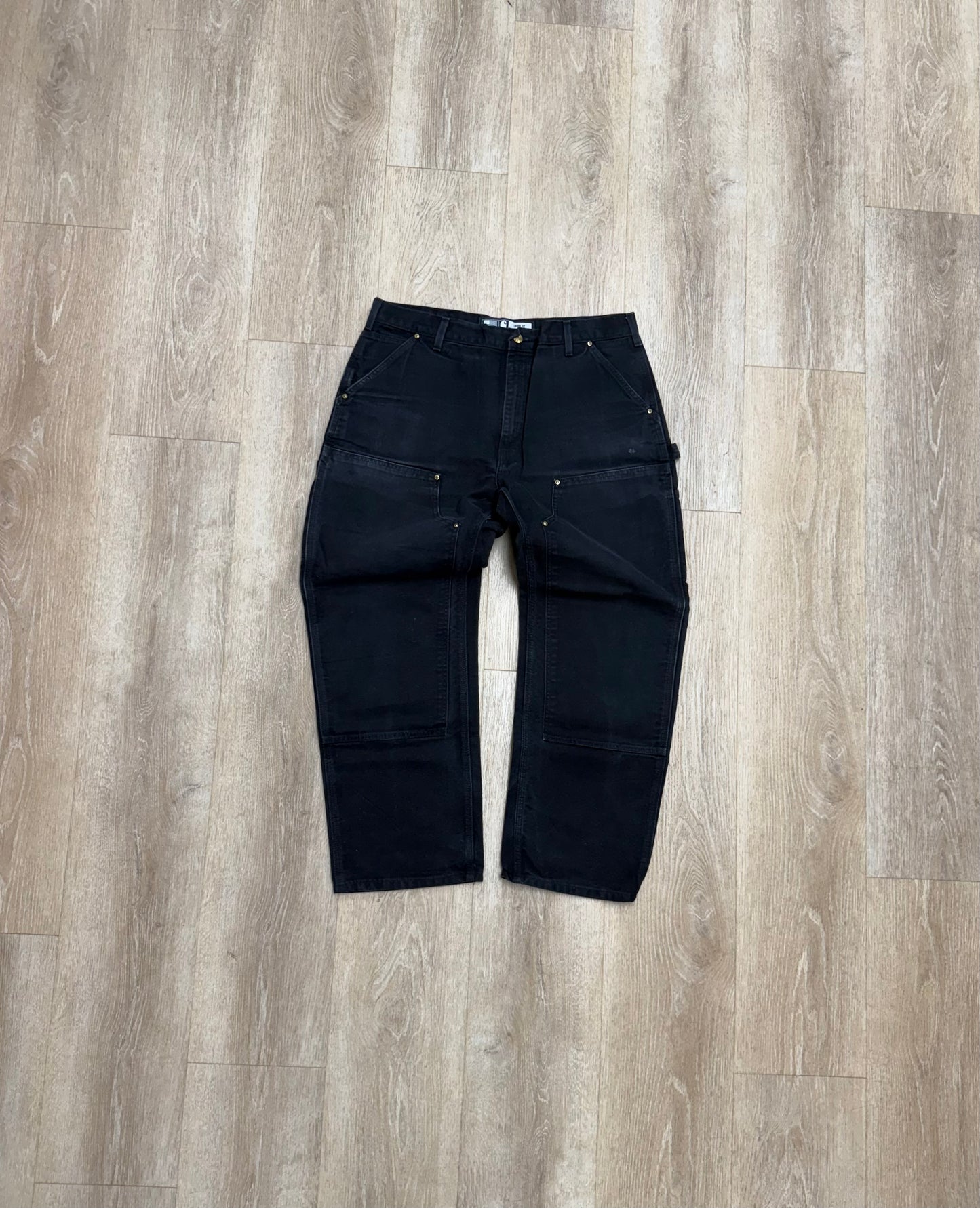 Faded Black Carhartt Double Knee Pants - 37 x 30