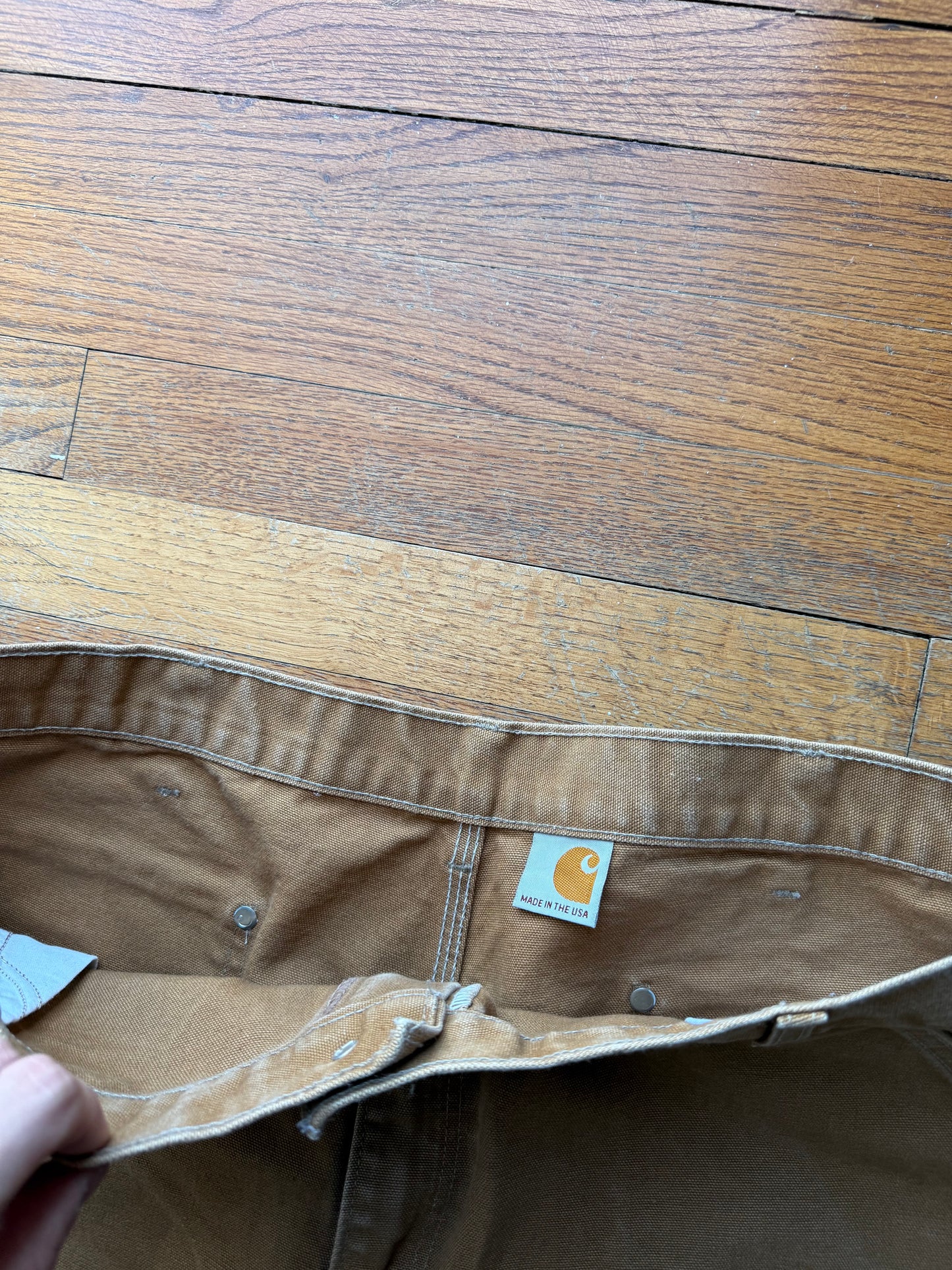 Faded Brown Carhartt Double Knee Pants - 37 x 29.5