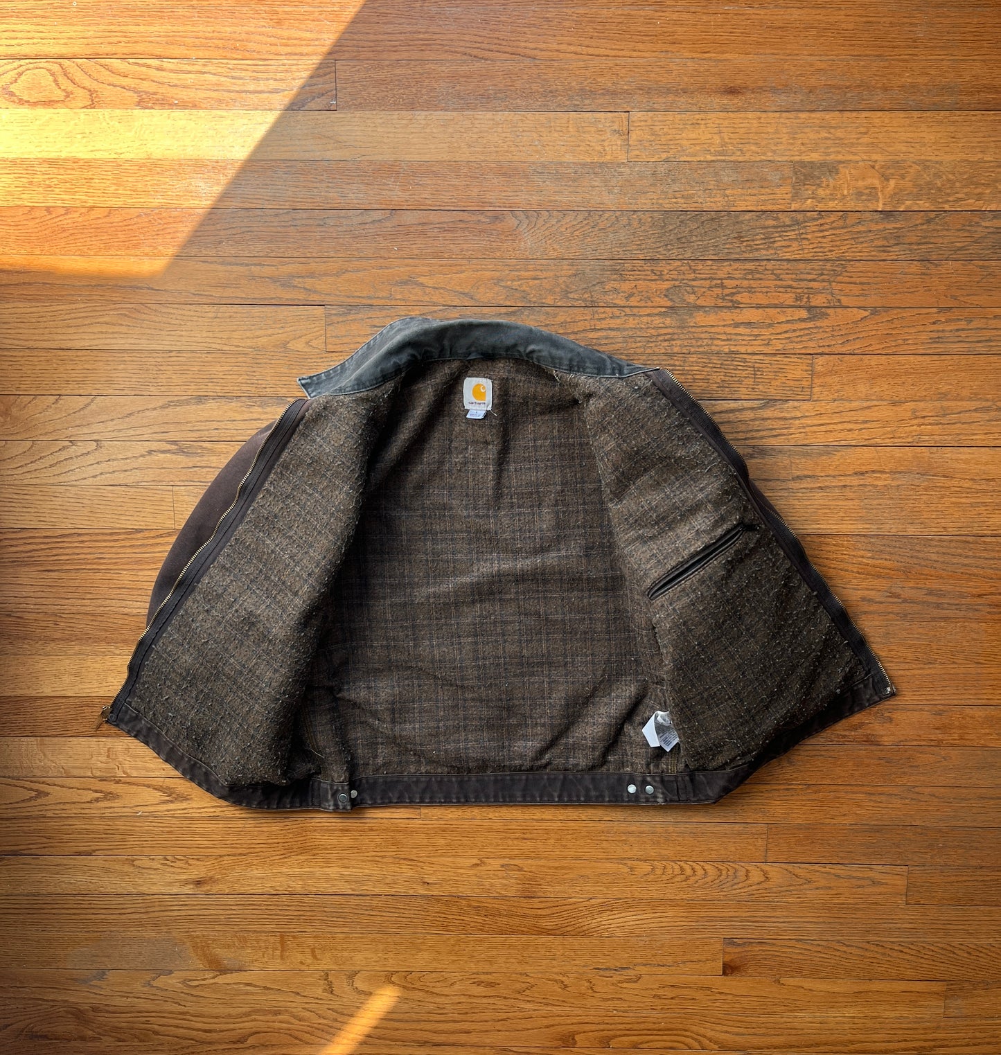 Faded Dark Brown Carhartt Detroit Jacket - Boxy M-L