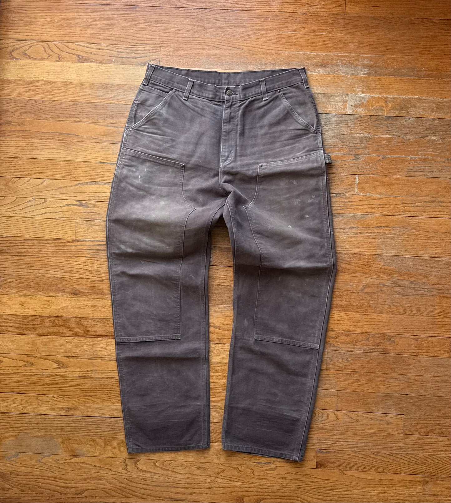 Faded Brown Carhartt Double Knee Pants - 36 x 33