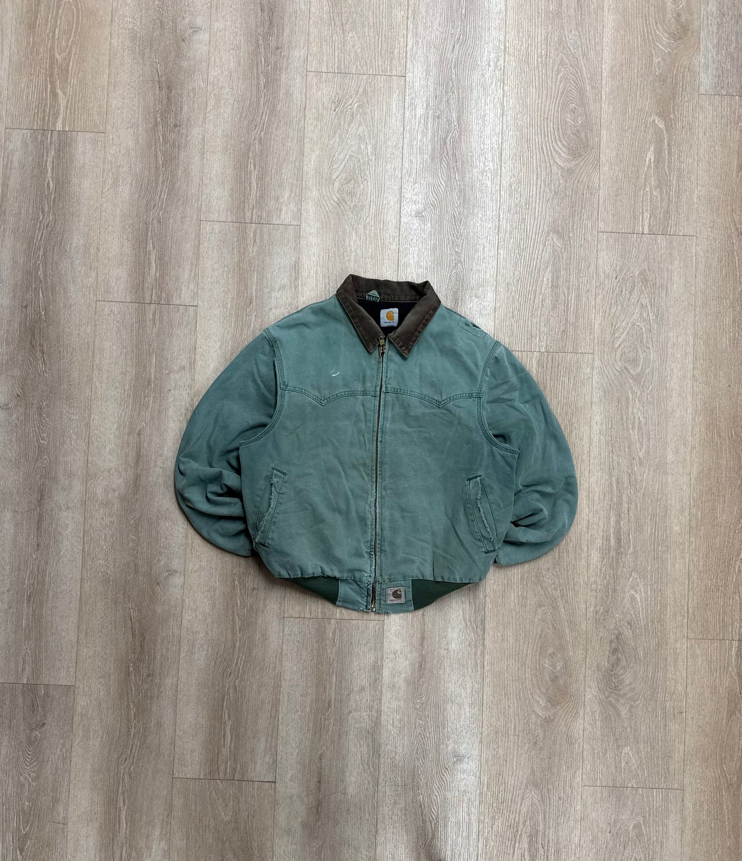 Faded n Distressed Aspen Green Carhartt Santa Fe Jacket - Large