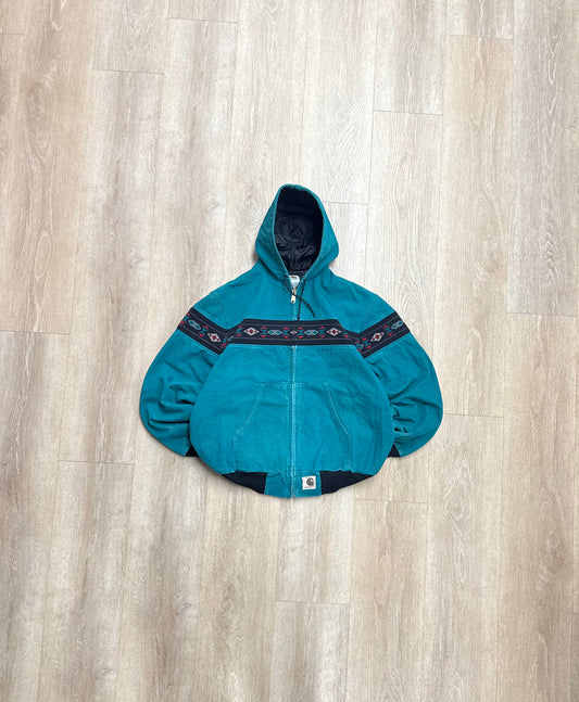 Faded Aqua Southwest Aztec Carhartt Active Jacket - Large