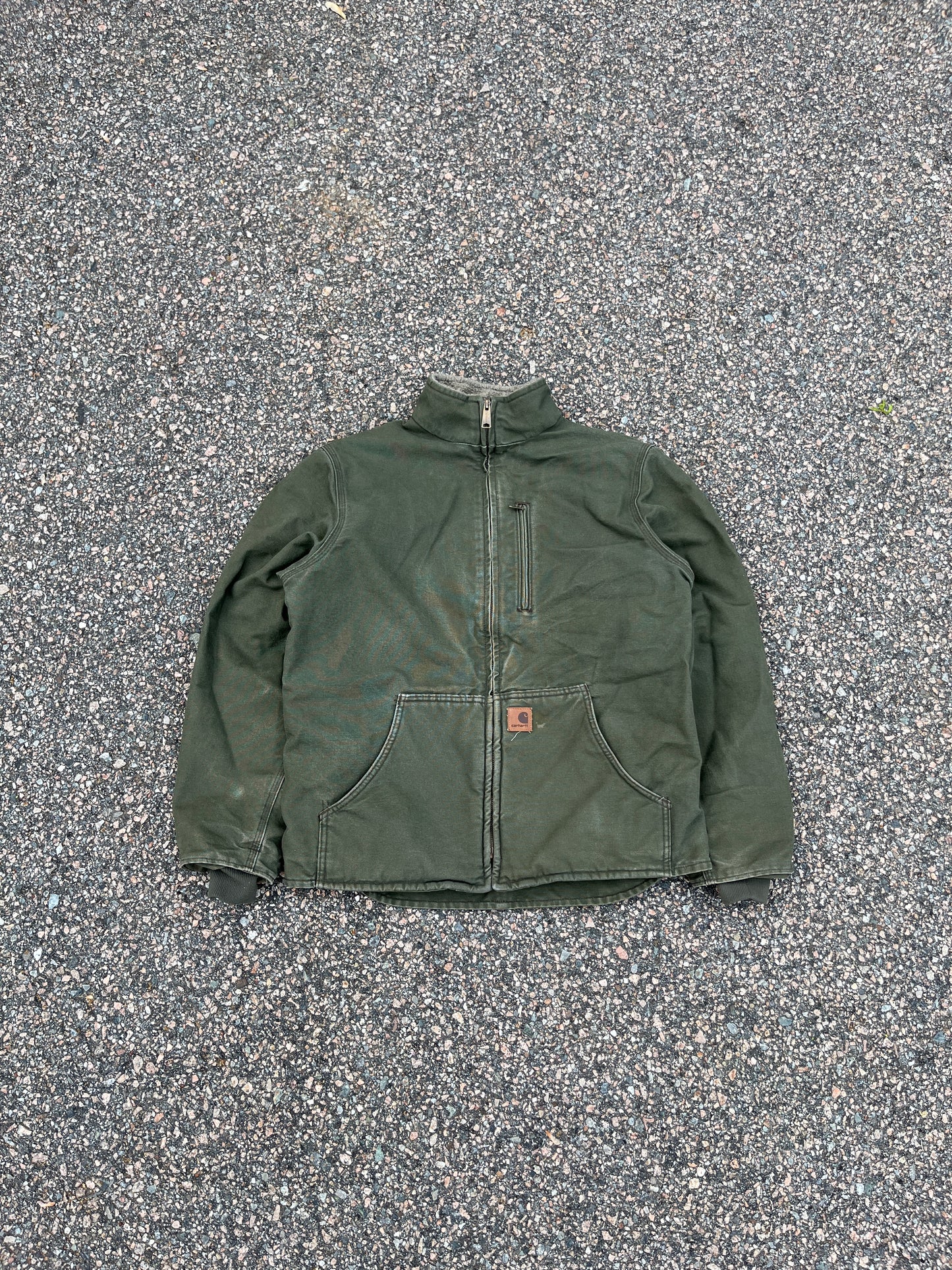Faded Green Carhartt Sherpa Lined Jacket - Medium