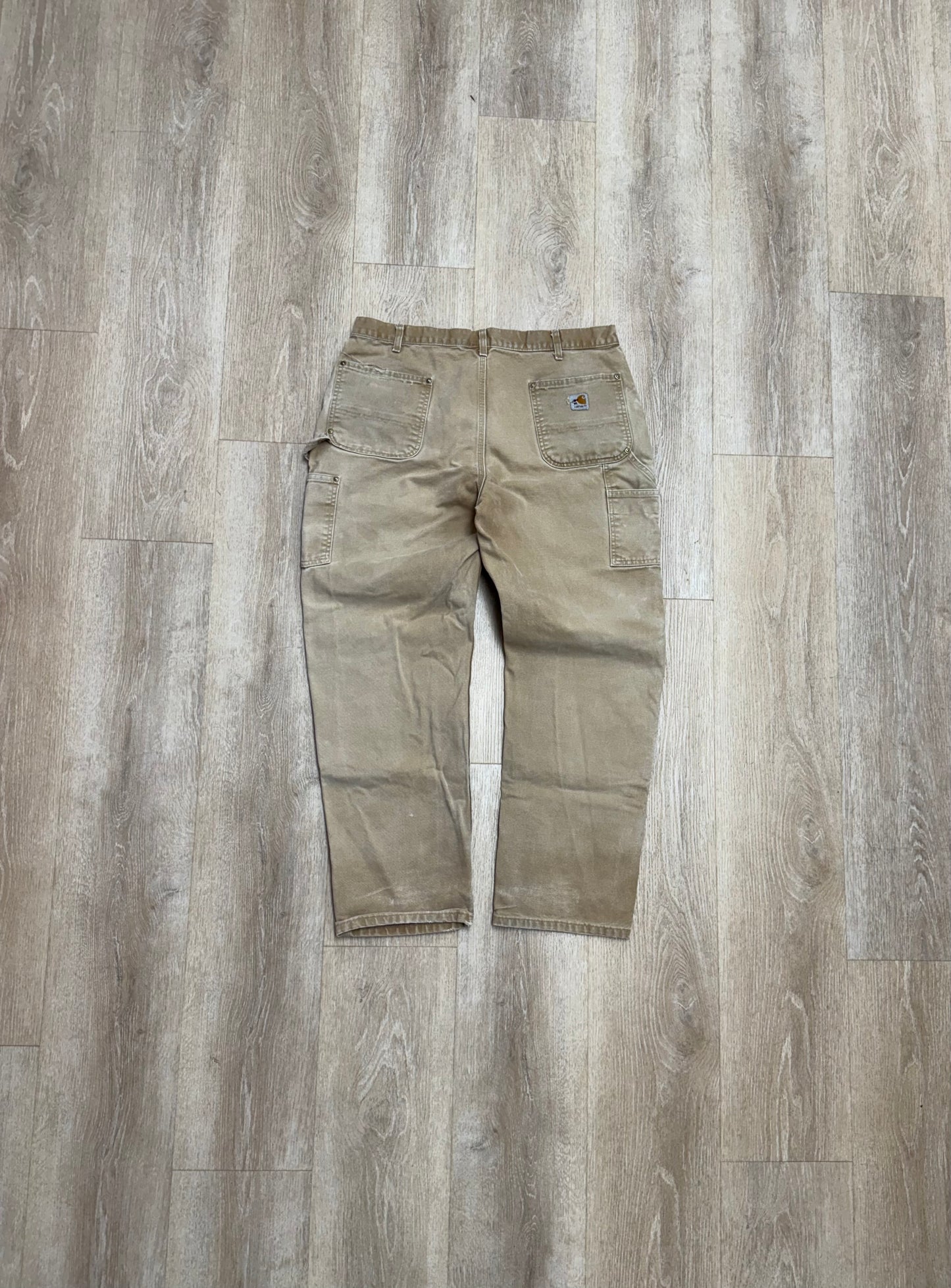 Faded Brown Carhartt Double Knee Pants - 37 x 31