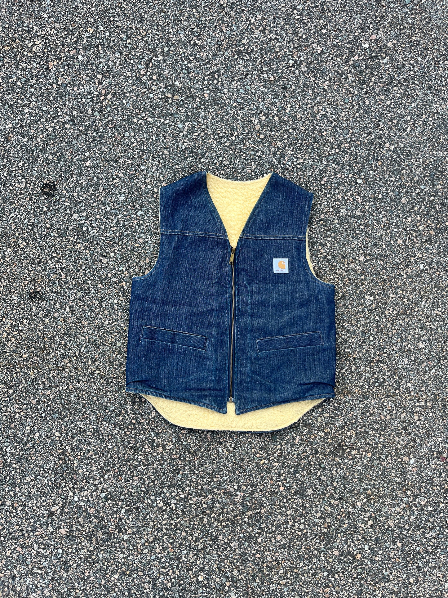 80 年代褪色牛仔布 Carhartt Sherpa 背心 - 适合 SM