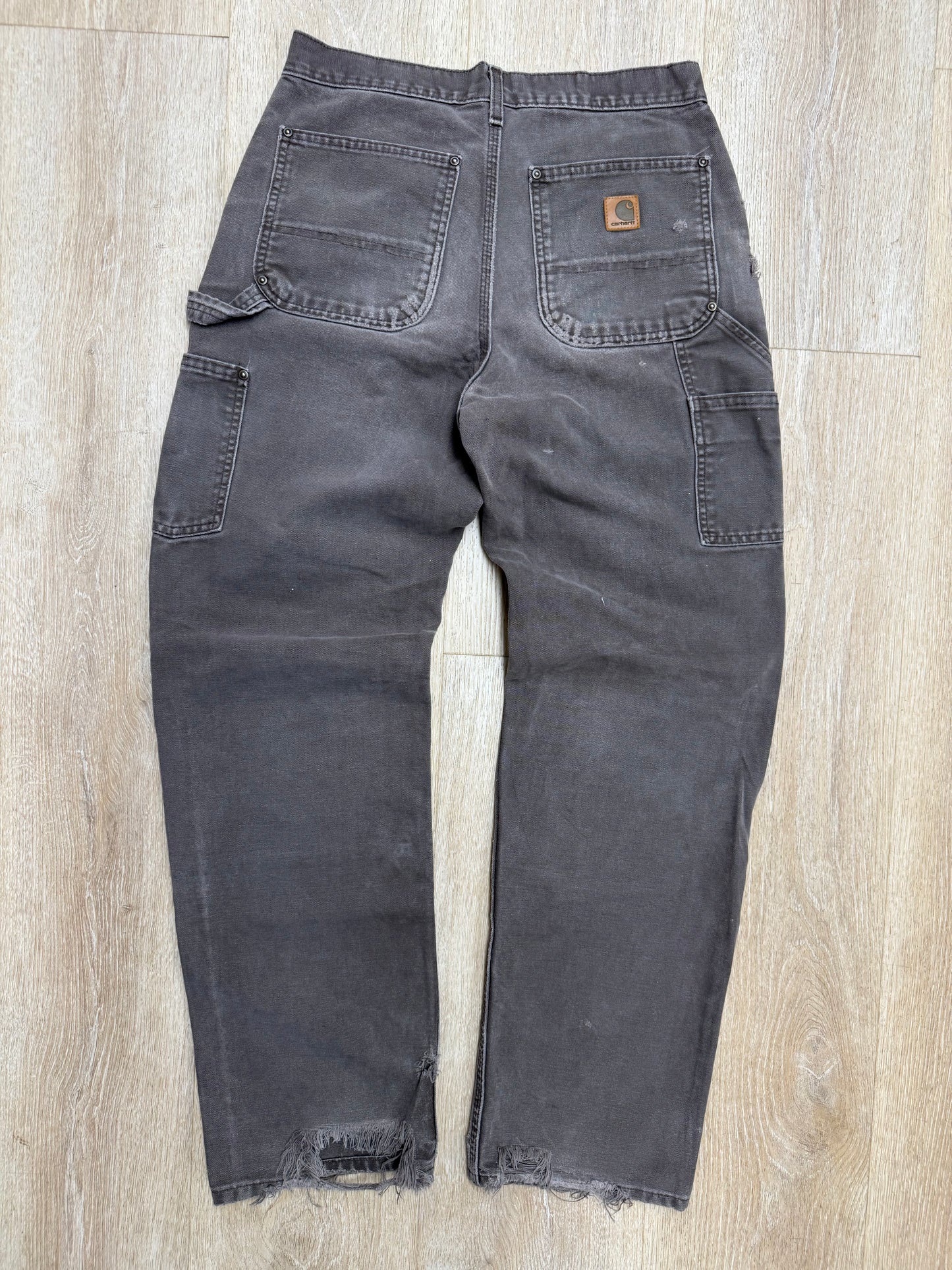 Faded Dark Brown Carhartt Double Knee Pants - 30 x 32