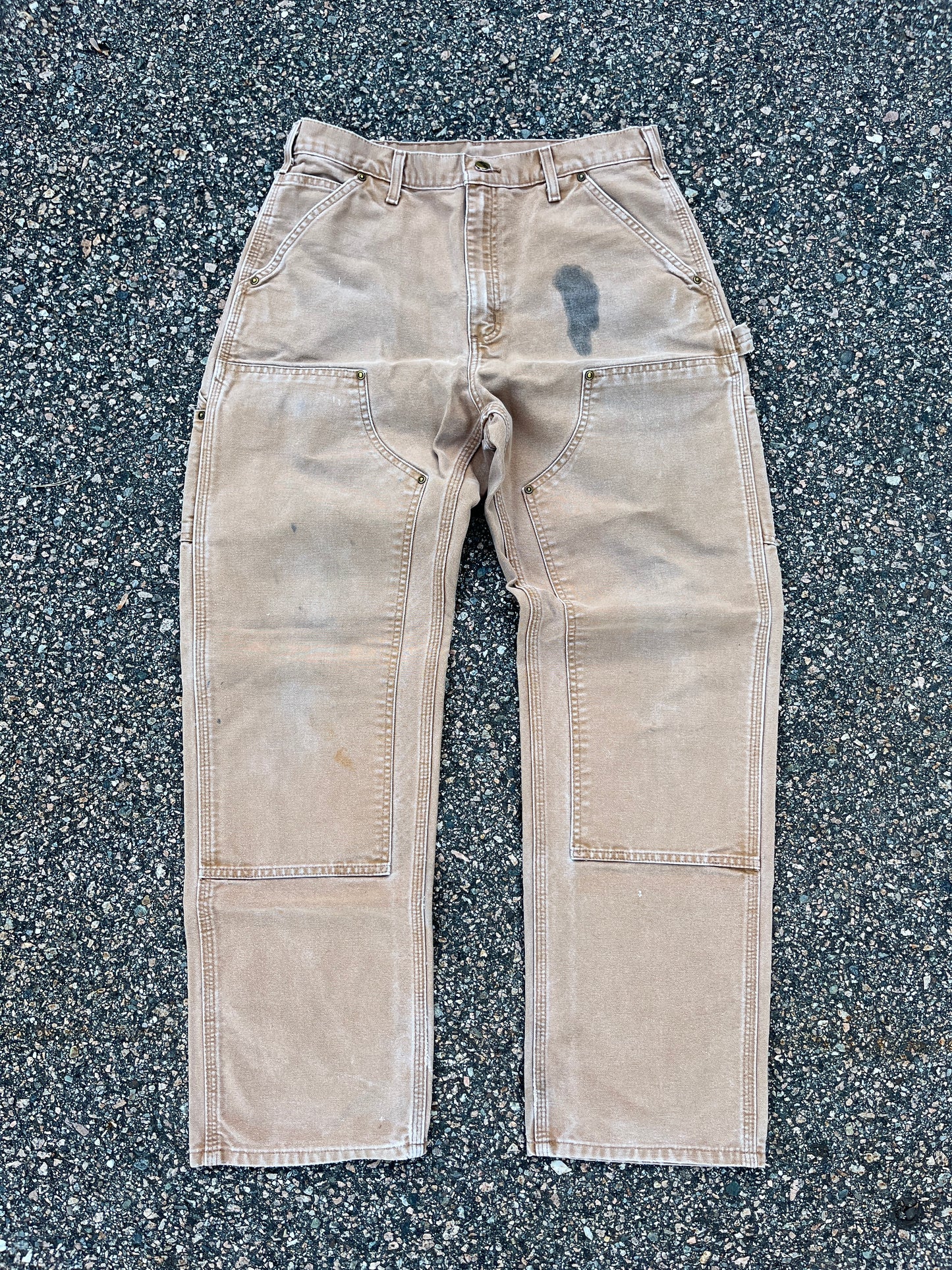 Faded Tan Carhartt Double Knee Pants - 31 x 31