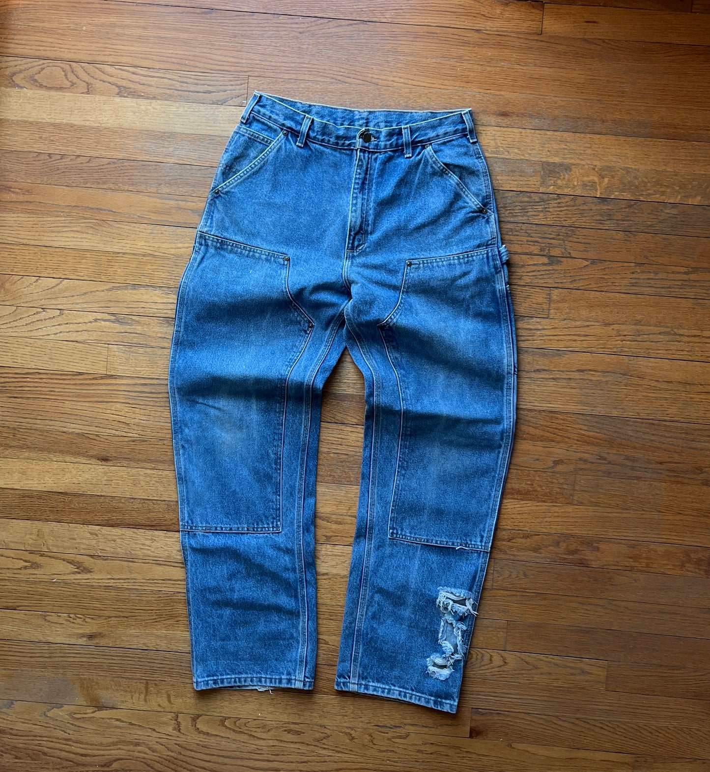 Faded Denim Carhartt Double Knee Pants - 32 x 33