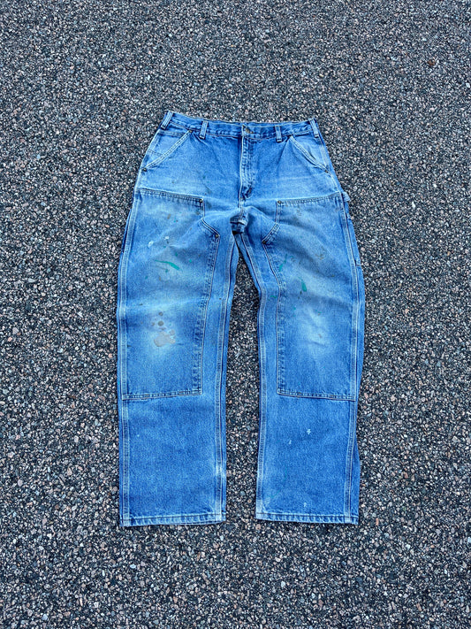 Faded Denim Carhartt Double Knee Pants - 36 x 32.5