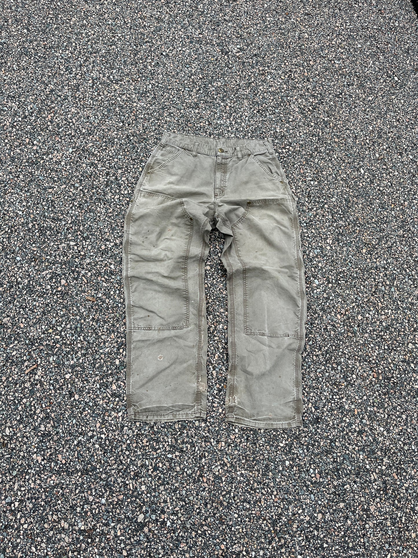 Faded Light Brown Carhartt Double Knee Pants - 32 x 30