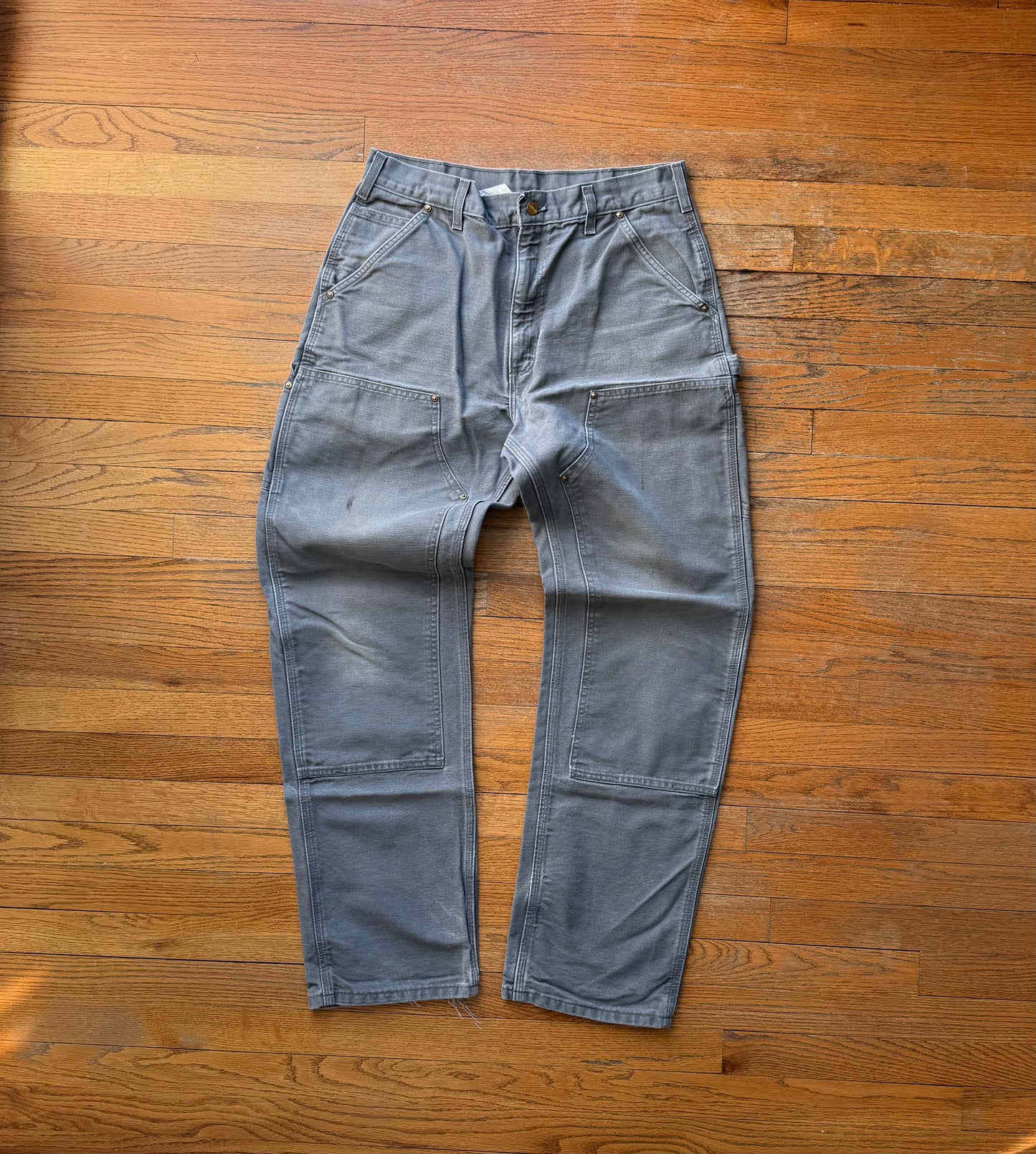 Faded Grey Carhartt Double Knee Pants - 32 x 32